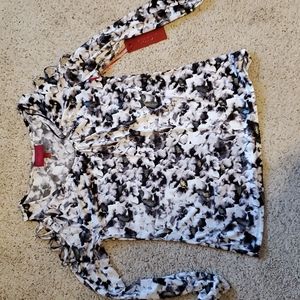 Jennifer Lopez Laced Cold Shoulder Long Sleeve Top M